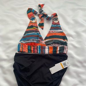 Anne Cole Sand Stripe Marilyn Printed Halter-Neck And Bottom